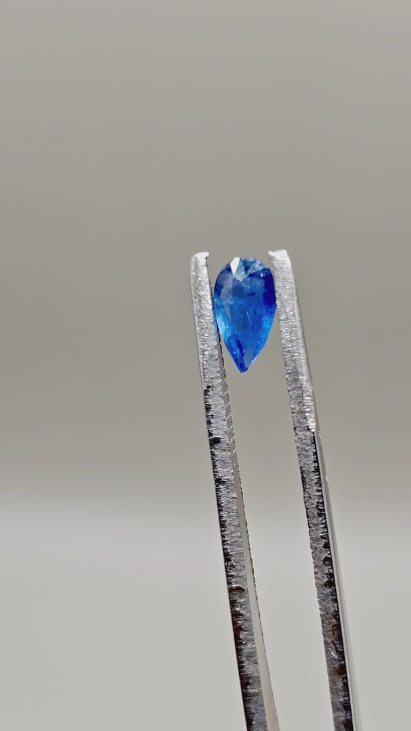 Natural Unheated Burmese Cornflower Blue Sapphire — 0.83 ct — Pear